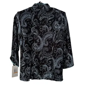 Alex Evenings Womens 2 Piece Twin‎ Set Jacket Tank Paisley Blue Black Small NWT thumbnail 7