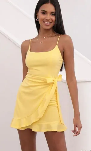 Lucy in the Sky Capri Ruffle Tie Dress in Light Yellow thumbnail 3
