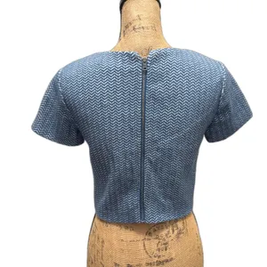 Alice + Olive Sarina Chevron Print Jacquard Crop Top‎ Blue As Seen On TV Size XS thumbnail 4