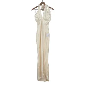 Lulus Ivory‎ Halter Maxi Dress Formal Gown Sleeveless Evening Party Size S thumbnail 3