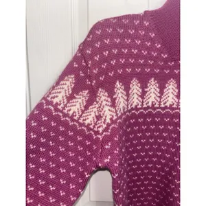 Vtg 90s Sierra Woolens Fair Isle Wool Sweater Pine Tree Print Mock Neck S/M thumbnail 7