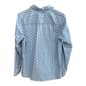 Madewell Chambray with White Floral Print Button Down Long Sleeve Blouse thumbnail 5