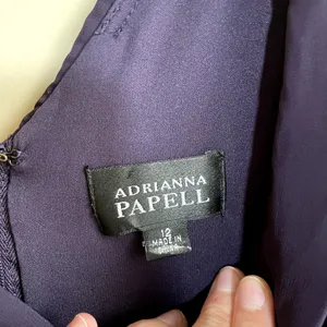 Adrianna Papell ruffle‎ purple midi dress mother of the bride women's 12 formal thumbnail 3