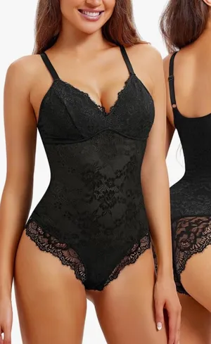 Lace Bodyshaper Bodysuit Black Size M thumbnail 1