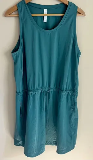 Zella Live In Sleeveless Dress Teal Drawstring Athleisure Athletic Women’s Large thumbnail 1