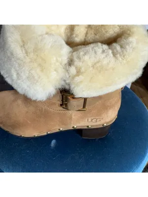 NWOT UGG Lynnea Brown Suede Shearling Cuff Clog Boots 7 thumbnail 5