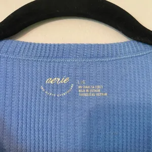 Aerie Blue Waffle Knit Long Sleeve Henley Shirt Loungewear Women's size Large thumbnail 2