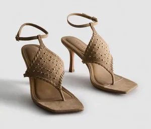 Primark Studded Tan Suede Ankle-Strap Heeled Sandals thumbnail 1