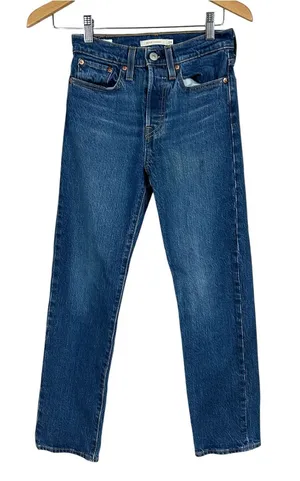 Levi's Wedgie Straight Leg Classic Blue Jeans Button Fly WOMEN’S SIZE 24 Waist thumbnail 1
