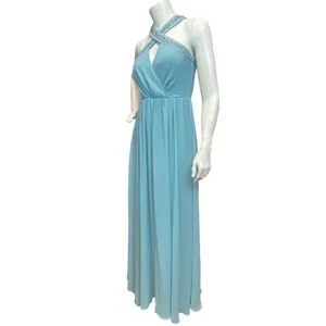 Lulus‎ Women's XS Beaded Twist Front Prom Blue Bridesmaid Chiffon Maxi Dress thumbnail 6