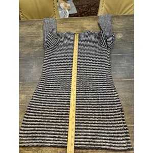 Theory Blue Gray Striped Texture Rib Stretch Sweater Crewneck Size Small thumbnail 13