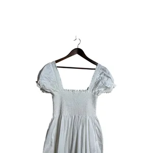 O.P.T Daphne Smocked Square Neck Puff Sleeve Cotton Dress size L Midi White thumbnail 4