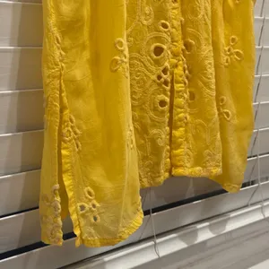Johnny Was Embroidered Eyelet Floral Tunic Dress Yellow Cover Up‎ Resortwear XS thumbnail 4