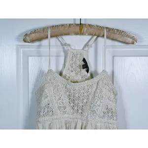 Vintage Y2K American Eagle Babydoll Mini Dress XS Cream Boho Country Concert thumbnail 5