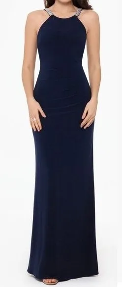 Betsy‎ & Adam. Jayleen High Neck Jeweled Back Gown. thumbnail 1