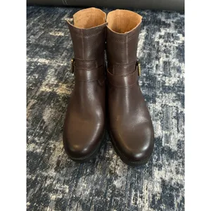 ZODIAC Miller Boots Brown Leather Buckles Zip Biker Moto Lug Sole Women’s 10 EUC thumbnail 3