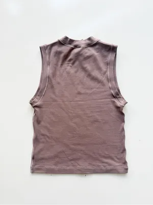 NWT Skims Stretch Cotton Jersey Mock Neck Tank In Umber Size Medium thumbnail 4