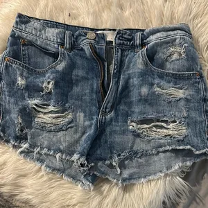 Garage Blue Jean Shorts Distressed High-Waisted thumbnail 1