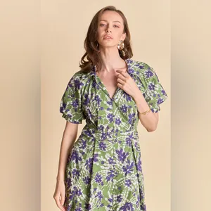 English Factory Casual Print Pleat Midi Dress FLORAL PRINTED MIDI DRESS size XS thumbnail 4