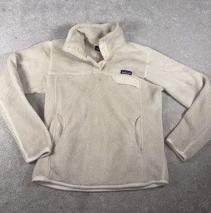 Patagonia‎ Women's Re-Tool Snap-T fleece cream womens medium Small Spot Shown thumbnail 1