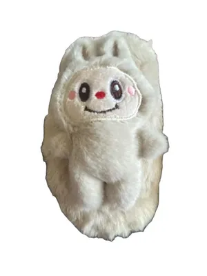 Rouge Plush Beige Slippers with Labubu Character Detail Size Medium 7/8 thumbnail 10