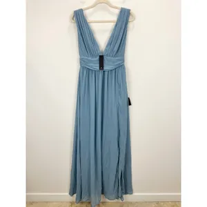 Lulus Heavenly Hues Light Blue Maxi Dress Chiffon Bridesmaid Formal Small NWT thumbnail 5