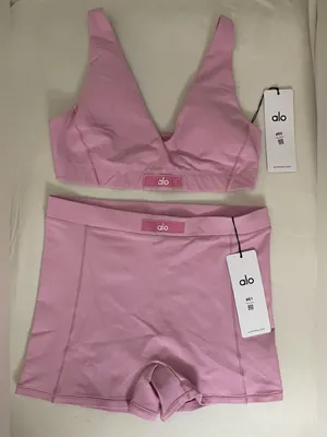 Alo SET Alosoft Sincere Bra & Alosoft Sincere Micro Shorts Candy Heart Pink M thumbnail 2