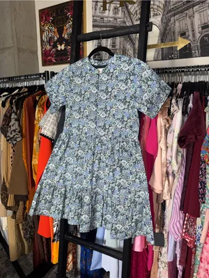Hyacinth House Ellie Blue Multi Floral Zip Front Mini Dress Womens XS EUC thumbnail 4