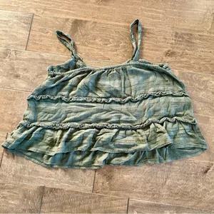 American Eagle Women’s Sleeveless Ruffle Tank Top Green Size XL EUC thumbnail 8