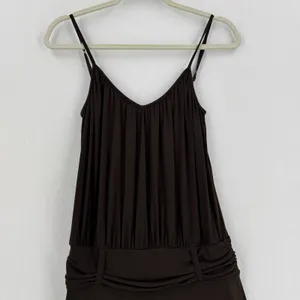 Lapis Women S Brown Wide Leg Jumpsuit Spaghetti Strap Ruched Waist Y2K 2000 Boho thumbnail 3