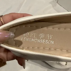 New Women’s White Golden leather Flat Heel Comfort Shoes Pumps Casual Slip thumbnail 9