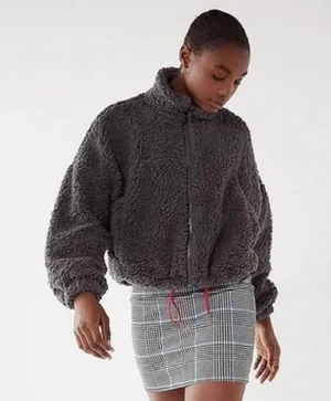 UO fuzzy teddy sherpa jacket thumbnail 2