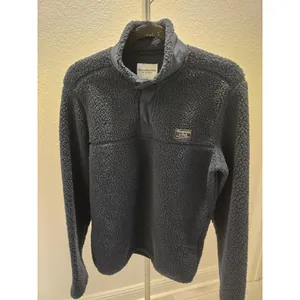 ​Abercrombie & Fitch Sherpa Fleece Pullover Snap Mock Neck Sweater Navy Blue S thumbnail 4