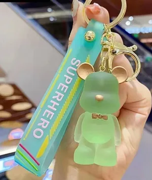 Bear Acrylic Transparent Keychain…Color: Green thumbnail 1