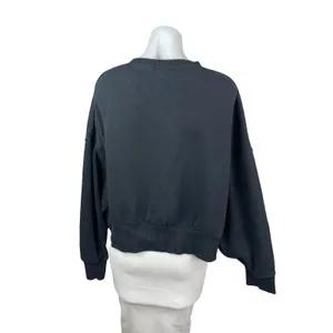 Nike Women's Black Swoosh Logo Long Sleeve Crew Neck Cropped Sweatshirt Top M thumbnail 4