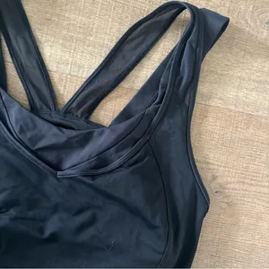 lululemon black sheer strap bra tank top thumbnail 3