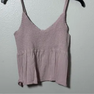 American‎ Eagle Women Tan/Beige Tank Top Peplum Size Small thumbnail 2