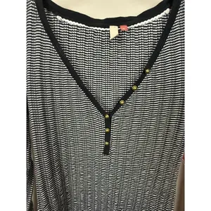 Pilcro from Anthropologie Black Henley Striped Ribbed Long Sleeve - Size - XS thumbnail 4