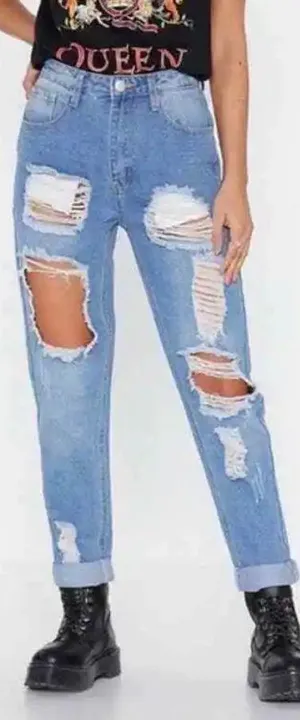 Girl Talk Distressed Mom Jeans thumbnail 1