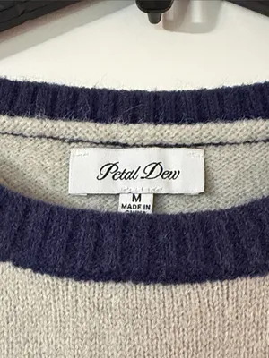 Unknown Brand Colorblock Crewneck Sweater - Navy, Light Blue & Cream thumbnail 2