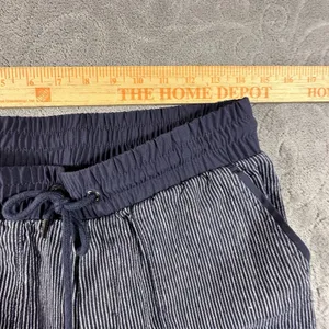 Athleta Pinstripe Wide Leg Pants Womens 4 Blue 100% Linen Coastal Drawstrings thumbnail 4