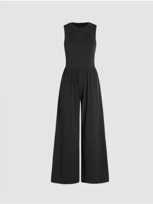 Cider Black Solid Sleeveless Wide Leg Jumpsuit Size XL NWT thumbnail 4