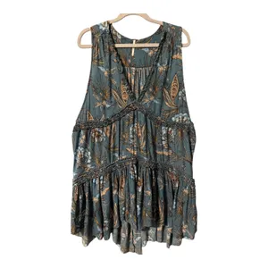 Free People Purple Haze Floral Long Tunic, Medium thumbnail 3
