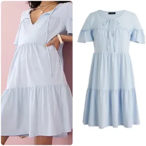 J.Crew Broken-in Jersey Tiered Mini Dress Light Blue thumbnail 2