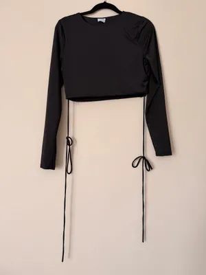 Cotton On Long Sleeve Crop Top Black thumbnail 3