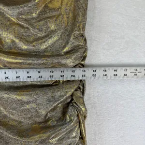 Anthropologie Gold Metallic Maxi Dress Sleeveless Ruched‎ Slit Cowl Neck S NEW thumbnail 5