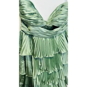 IEENA for MAC DUGGAL Green Pleated Tiered Ruffle Sweetheart Gown Dress size 10 thumbnail 6