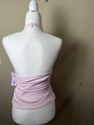 Wild Fable Light Pink Asymmetrical Lace Trim Halter Size Small NEW thumbnail 5