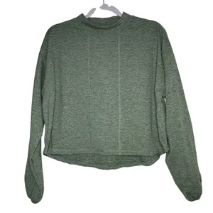 Z by Zella Womens‎ Medium Green Heathered Cropped Mock Neck Pullover Long Sleeve thumbnail 1