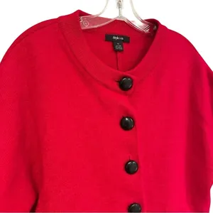 Style & Co Short Sleeve Wool Blend Cardigan Sweater Women's XL Red Cropped NWOT‎ thumbnail 2